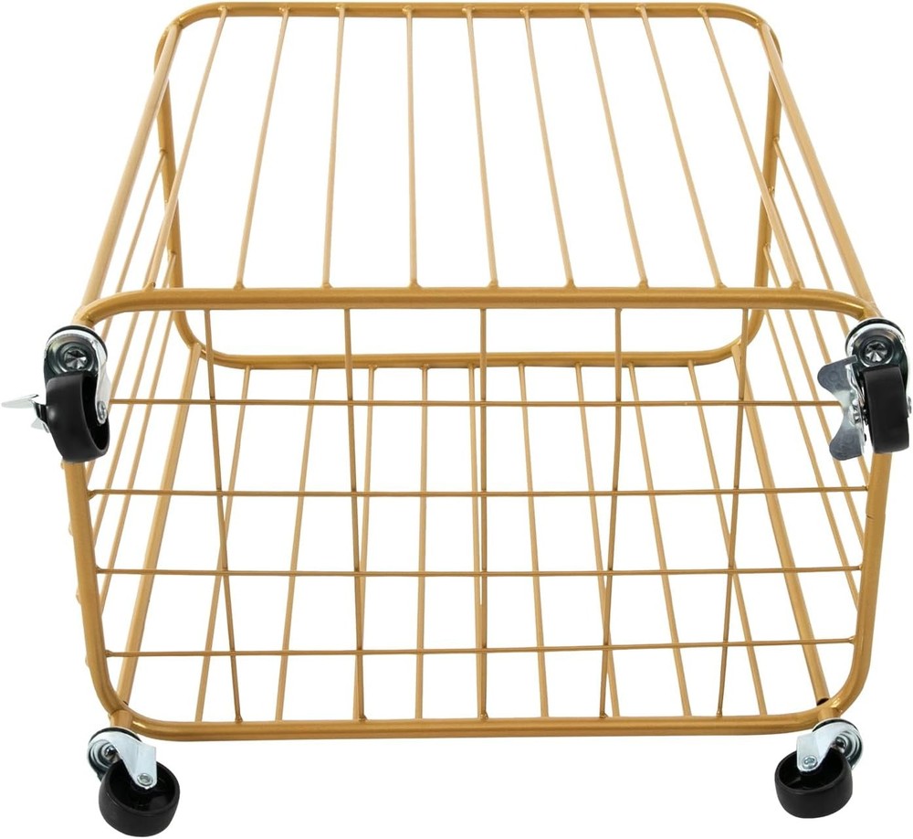 Gold Laundry Hamper With Wheels, Large Rolling Metal Laundry Basket Cart