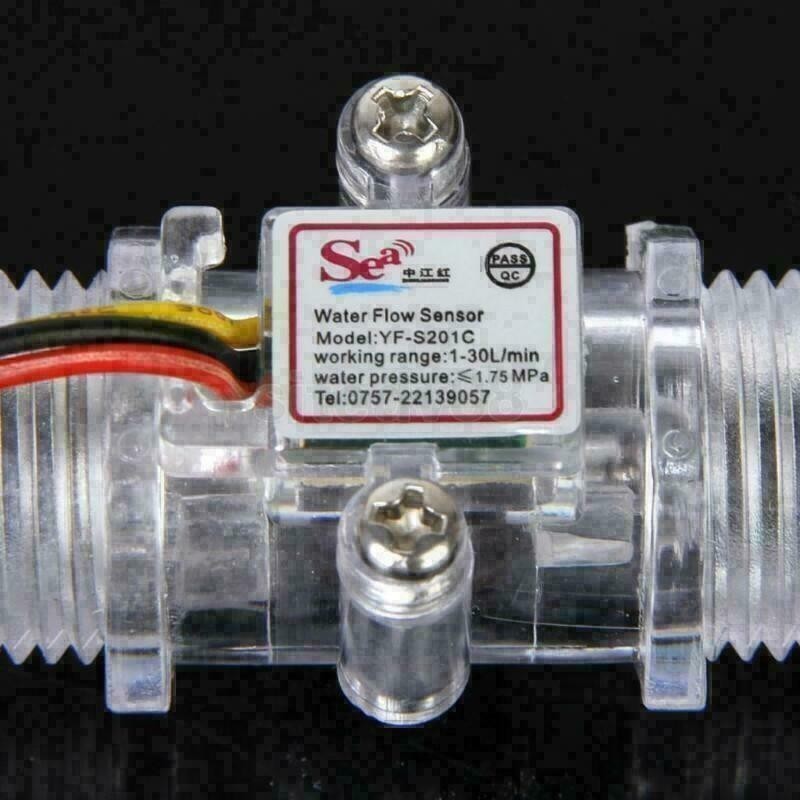 Clear G1/2" Water Flow Hall Sensor Switch Flow Meter Flowmeter Counter 1-30L/min
