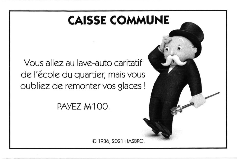Carte Monopoly Caisse Commune