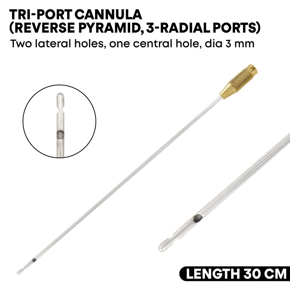 Liposuction Cannulas 2 Lateral & 1 Central Hole 3mmx30cm Plastic surgery Tools