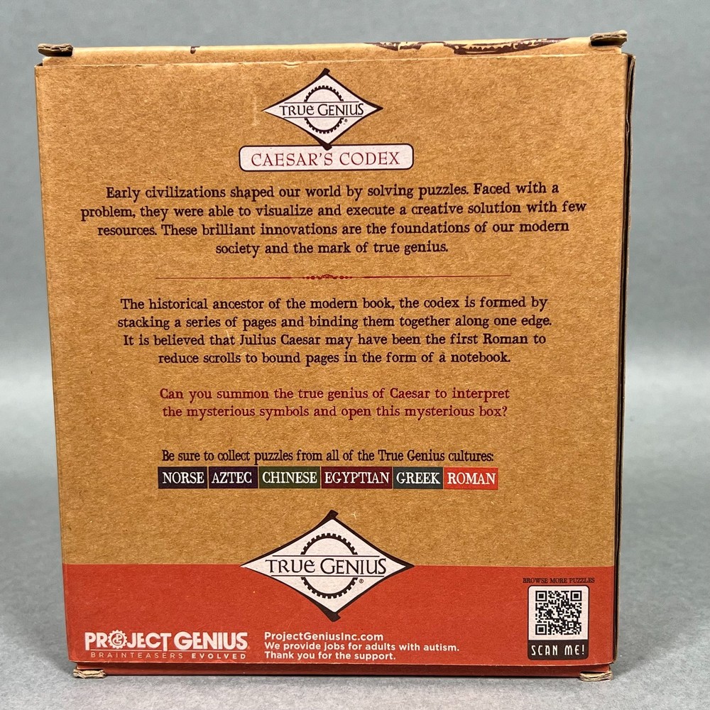 Caesar's Codex Puzzle Box - True Genius Wooden Brainteaser, Multi-Step Codex Box