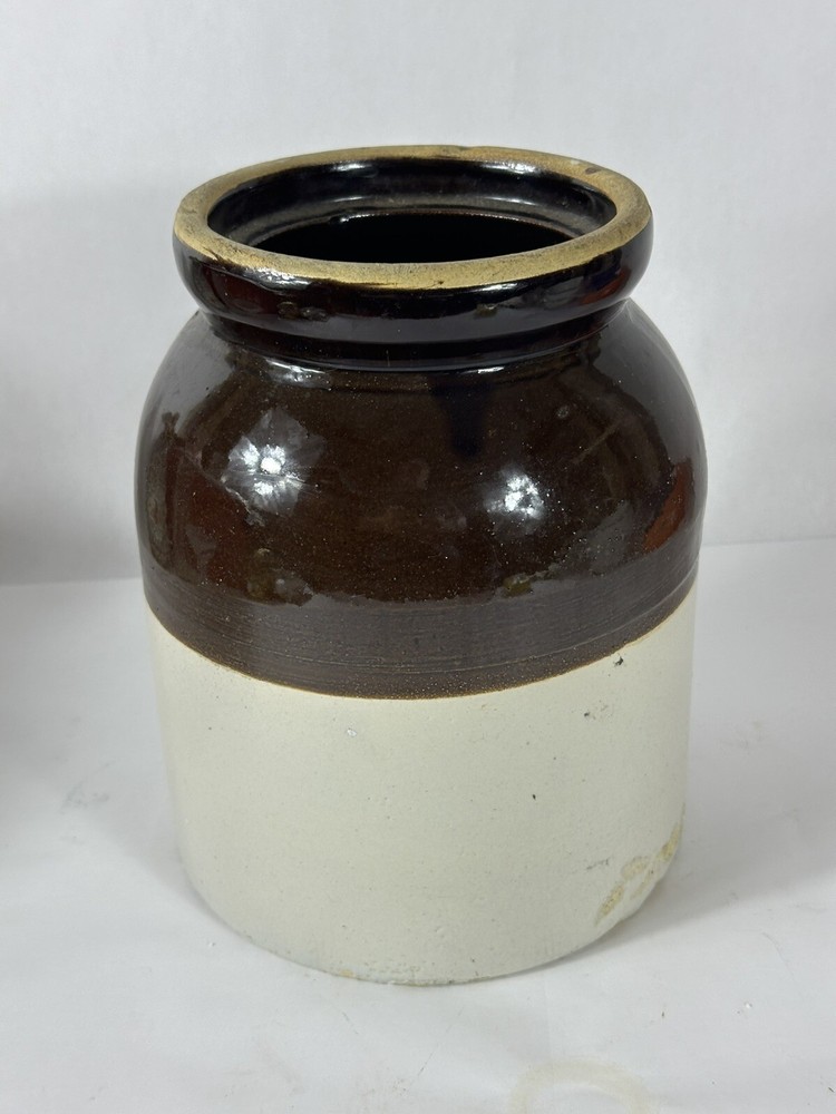 Stylish Large Two Tone Stoneware Jar No Lid