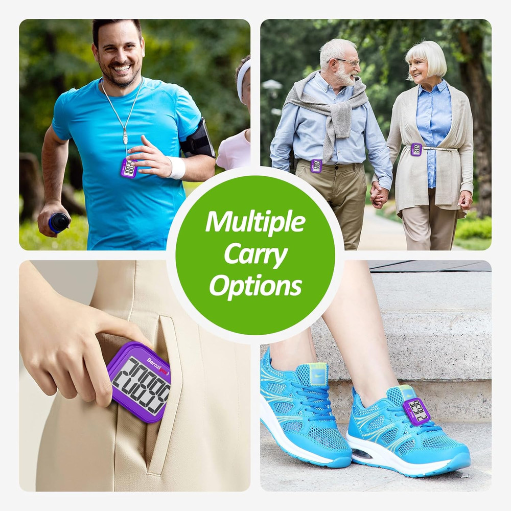 3D Pedometer for Walking, Simple Step Counter for Walking with Removable Clip an