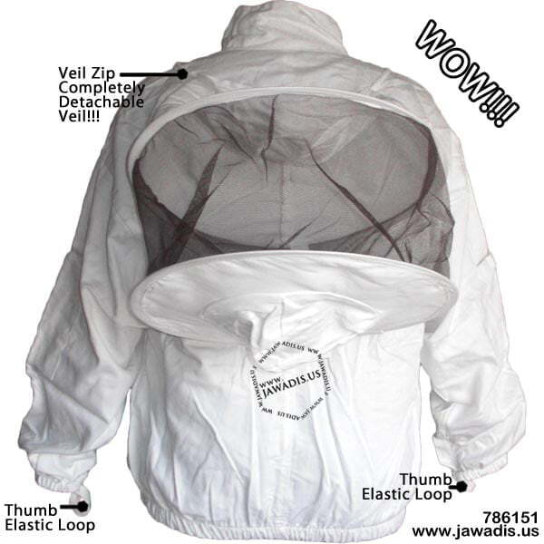 Beekeeper Zip-Up Jacket with Removable Veil - Cotton, White, Size M