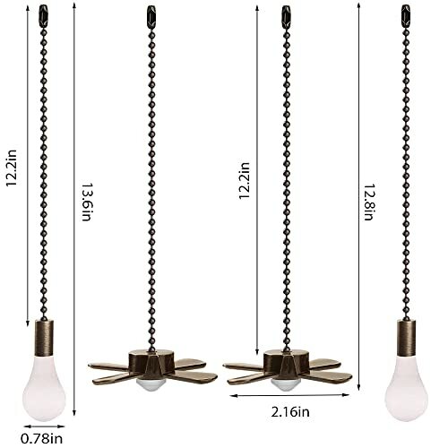 Ceiling Fan Pull Chain Fan Pulls Set With Connector 2 Pack 3mm Diameter 12 Inche
