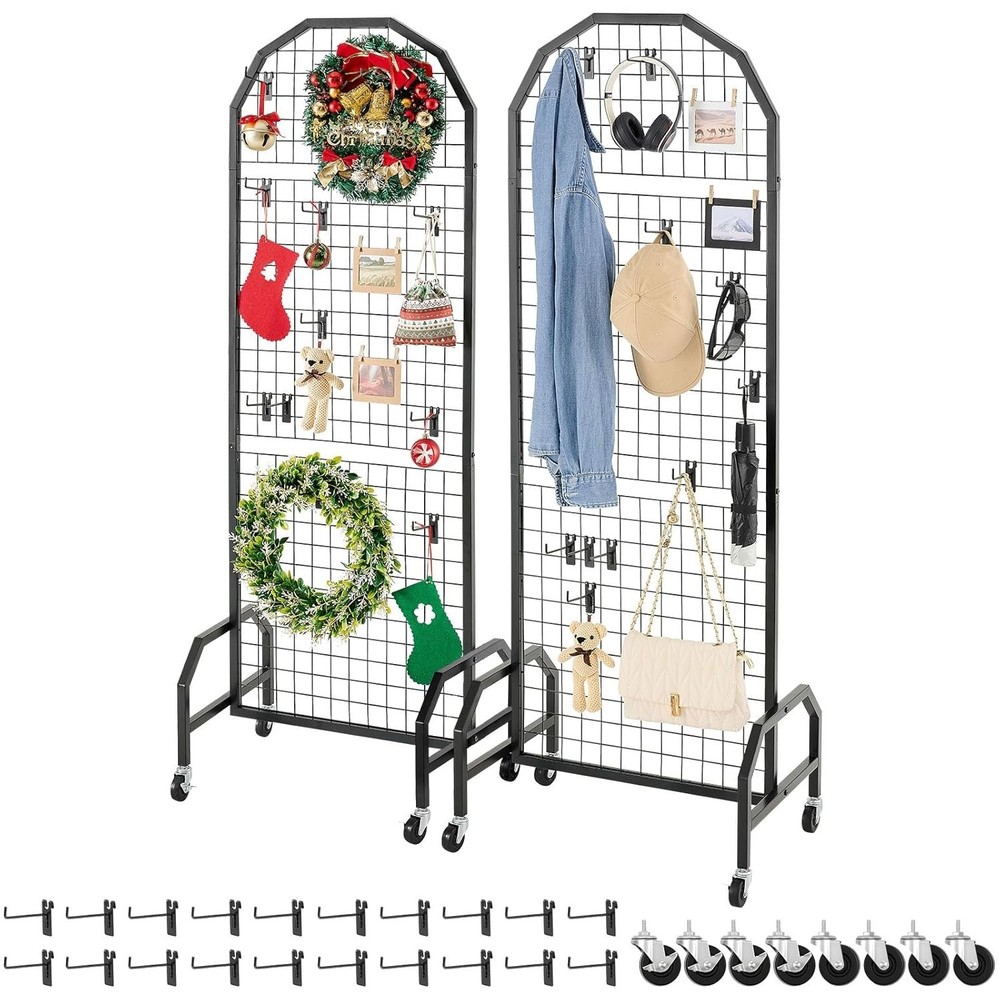 Display Grid Rack 2 Pcs 5.4 ft Panel Detachable Stand Craft Art Gridwall Tower