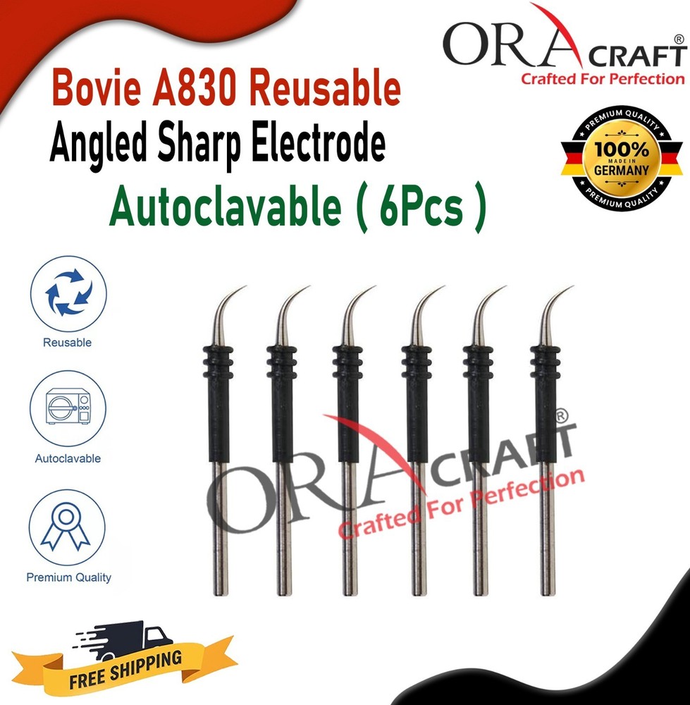 Bovie A830 Reusable Angled Sharp Electrode – Autoclavable Cautery Tip 6 Pcs CE