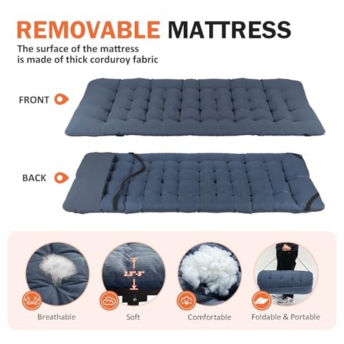 Camping Cot for Adults with Cushion Comfortable, Portable Folding Bed for Blue