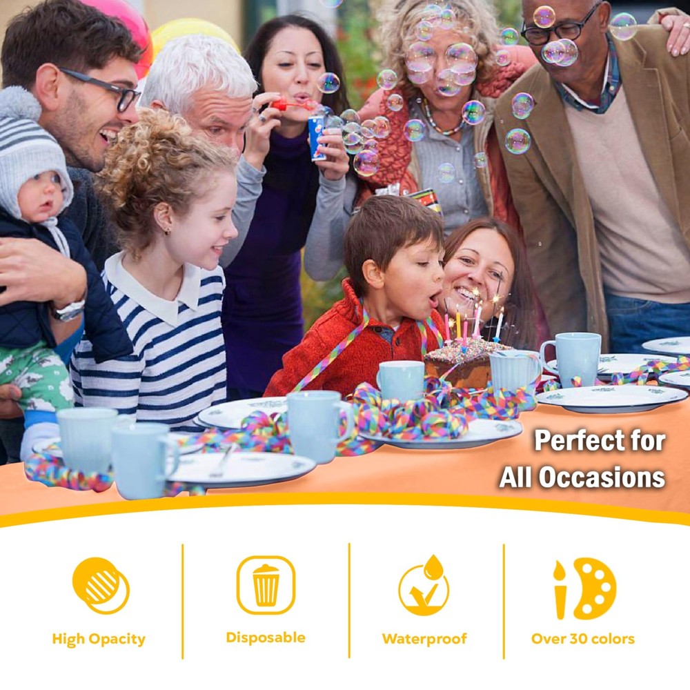 Exquisite Peach Plastic Rectangular Tablecloth 54x108inch, 48 Count - Disposa...