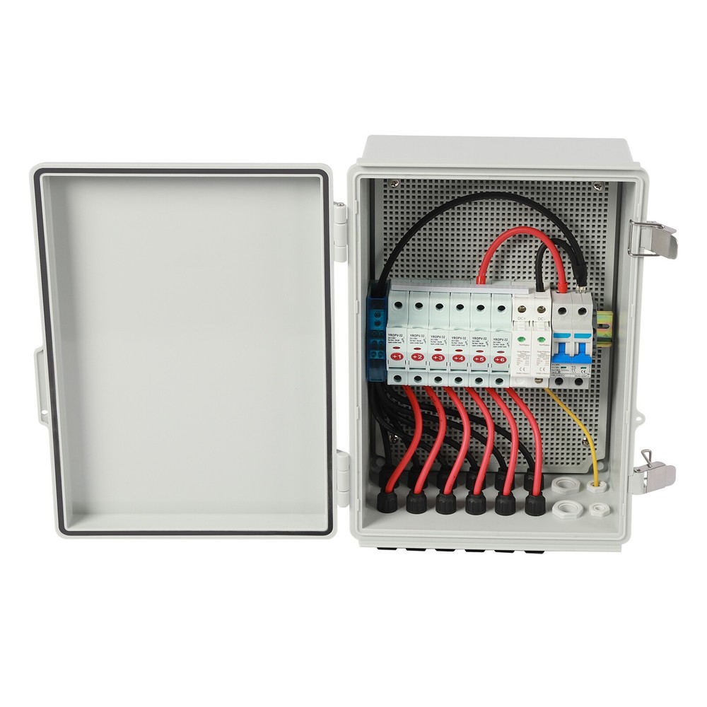 6 String Solar PV Combiner Box 15A Circuit Breaker for Solar Panel Plastic