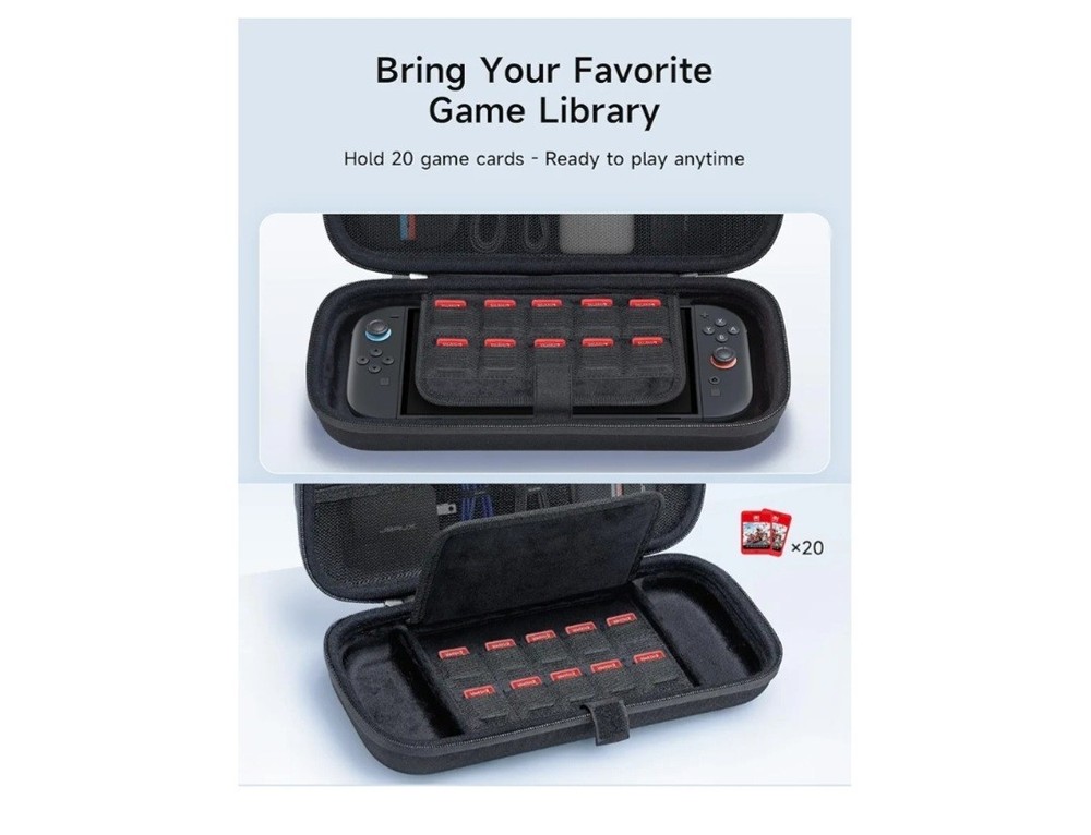 JSAUX Switch 2 Travel Storage Case Hard Protection Room For 20 Games Accessory