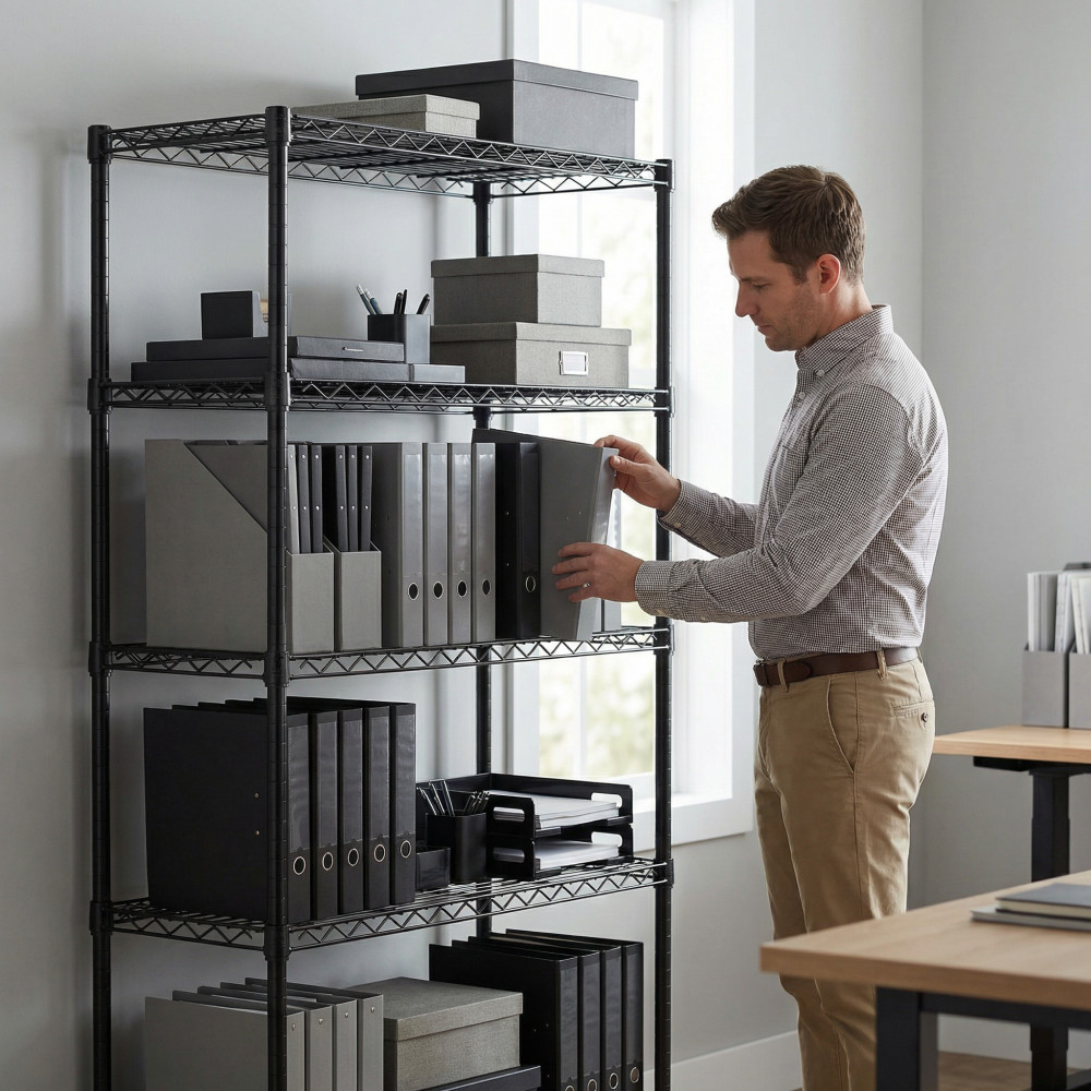 Heavy-Duty 5-Tier Steel Wire Shelving Unit, Adjustable Storage Rack