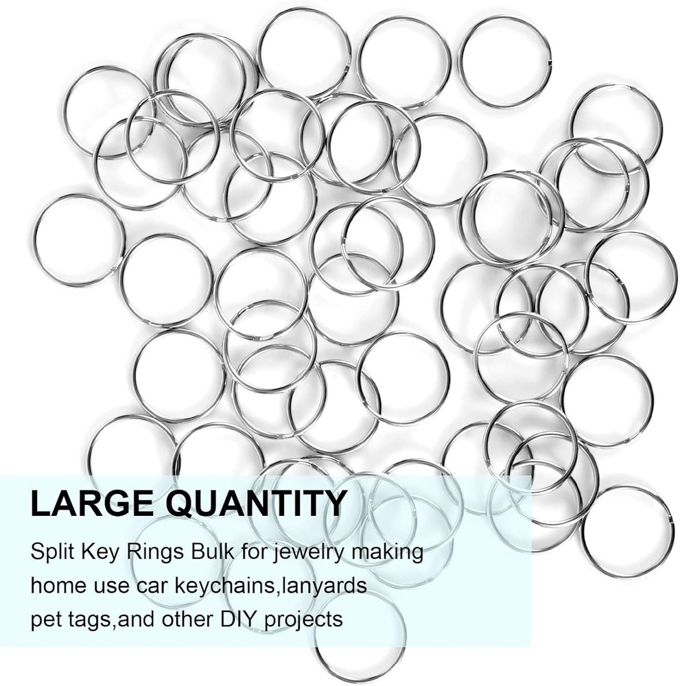 200PCS Key Rings, Split Bulk Keyrings for Keychain and Crafts (25mm) silver