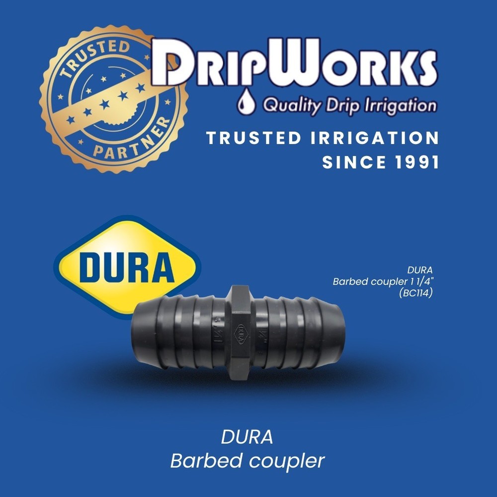 5 pack Dura Plastics Barbed Coupler – 2"