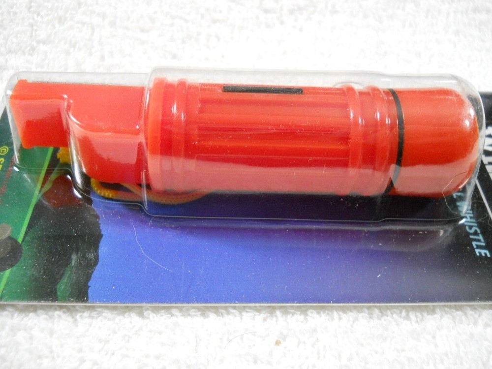5 in 1 Survival Whistle Compass Fire Flint Storage Container Mirror ABS Plastic