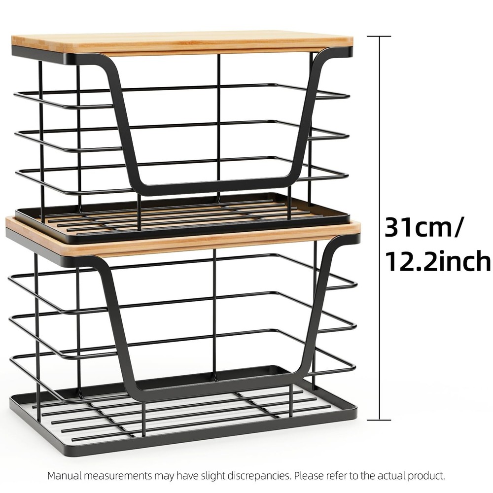 ALOCEO 2 Pack Storage Stackable 2-Pack - Medium&Small, - M&S Black