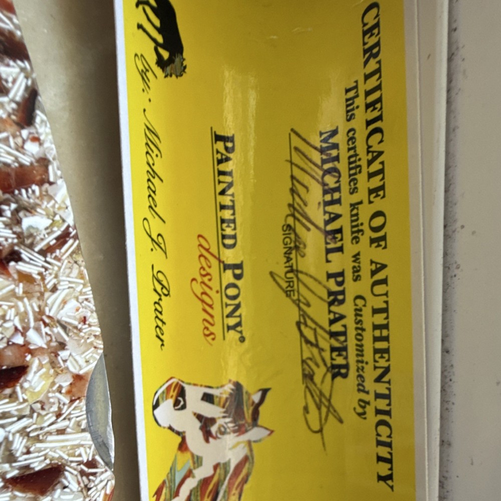 Painted Pony Pocketknife Michael Prater Shell Handle Stainless Drop Point