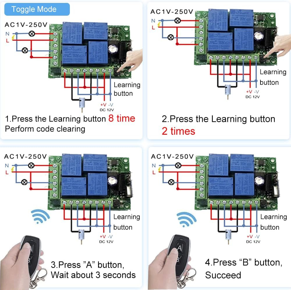 Universal 12V 4CH Wireless Relay Remote Module Switch RF 433Mhz with Remote Cont