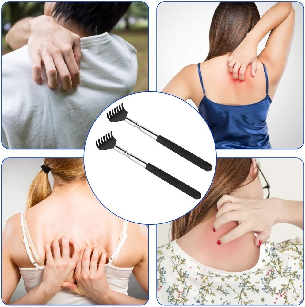 2 Pack Portable Extendable Back Scratcher, Stainless Steel Telescoping Back Scra