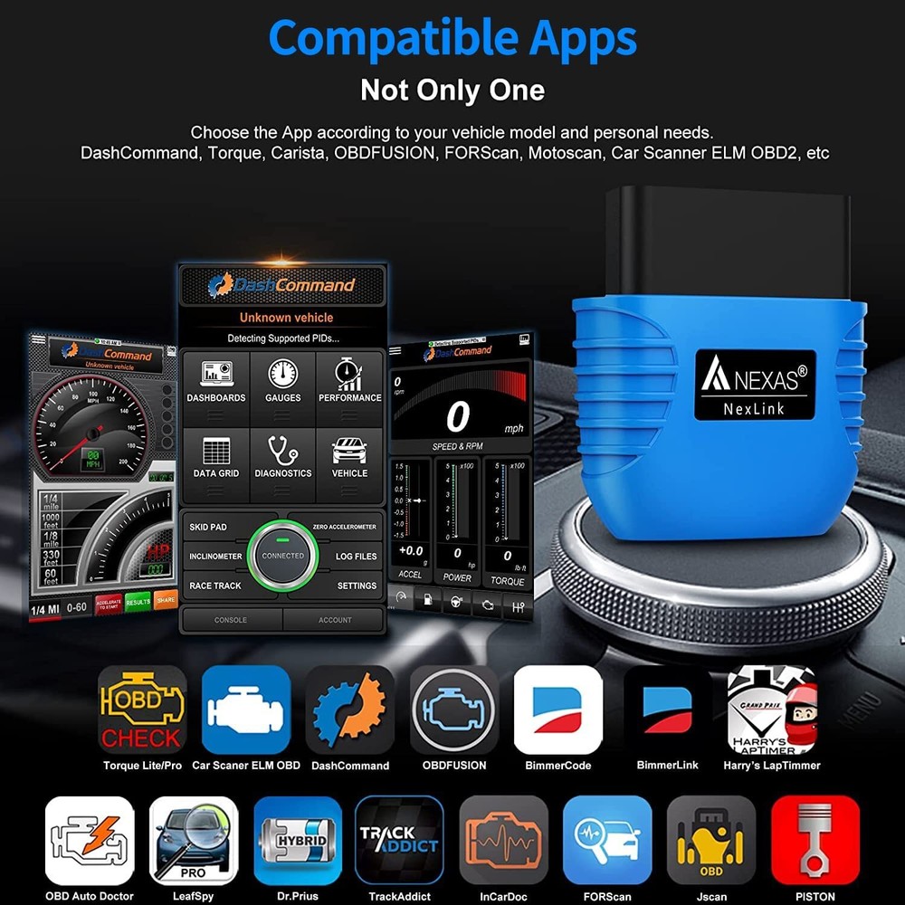 Bluetooth Code Reader OBD2 Scanner Car& Motor Check Engine Fault Diagnostic Tool