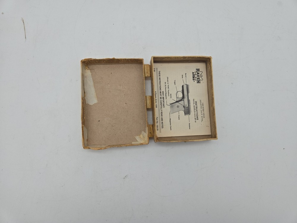 Raven Arms .25 Caliber Empty Box With Manual