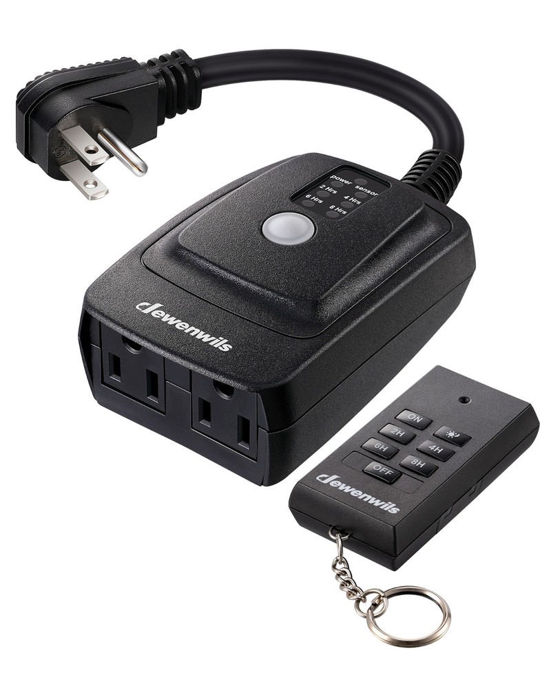 DEWENWILS Remote Control Outlet Timer Outdoor Waterproof Light Sensor Timer