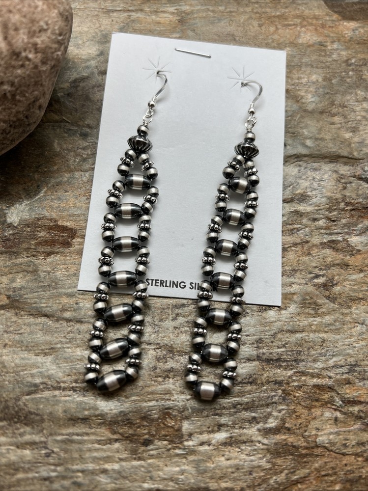 Sterling Silver Pearls Bead Earrings.
