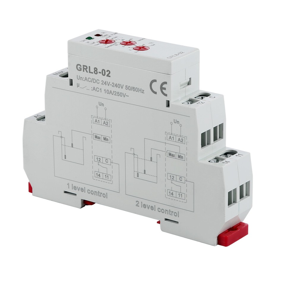 24V-240V GRL8-02 Liquid Level Control Relay Water Level Controller 10A AC/DC