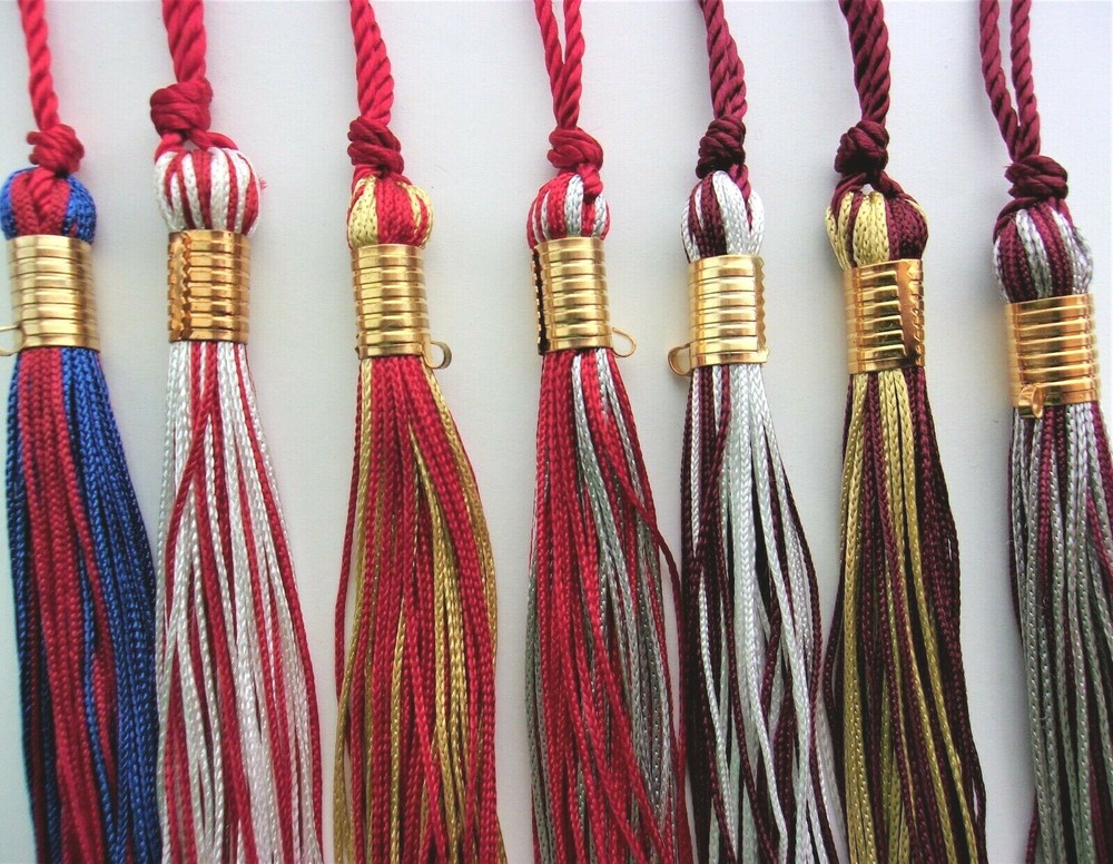 GRADUATION SCHOOL CAP HAT TASSEL 54 COLORS SOLID/2-TONE, RED WHITE BLUE, RAINBOW