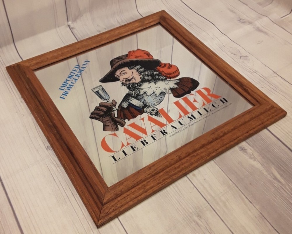Cavalier Liebfraumilch German Imported White Wine Framed Mirror ☆Great Decor☆