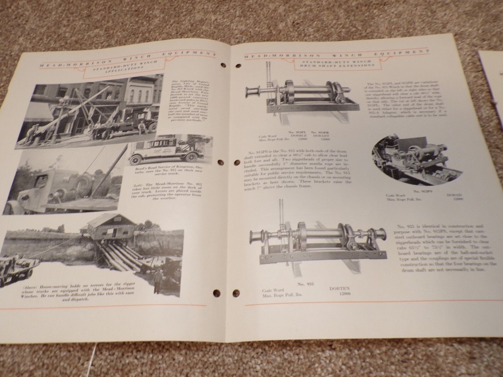 1932 Mead-Morrison Winch Equipment brochures