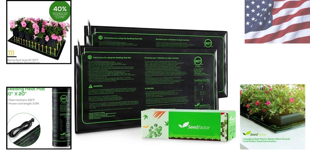 Durable Indoor Hydroponic Heating Pads - 10" x 20" Seed Germination Mat (2 Pack)