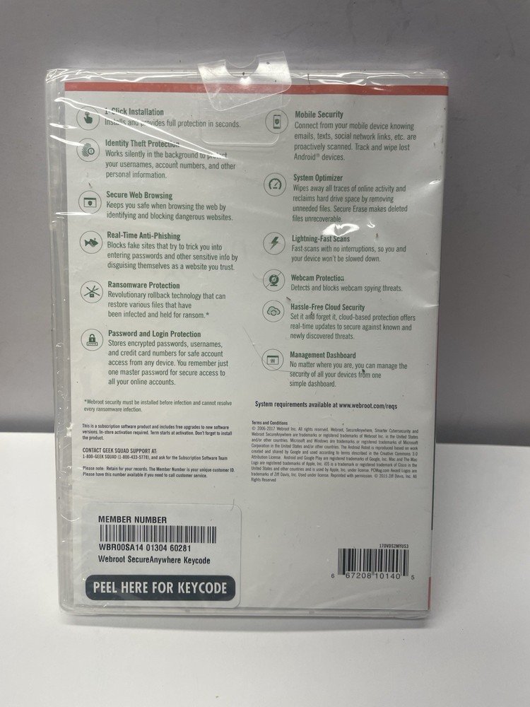 Webroot Internet Security with Antivirus [3 Devices PC, Mac, and Mobile] Sealed