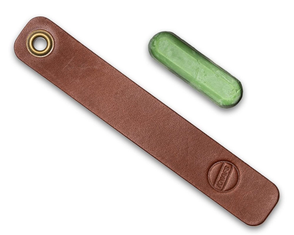 - Leather Strop for Honing Pocket Knives - Stropping Compound