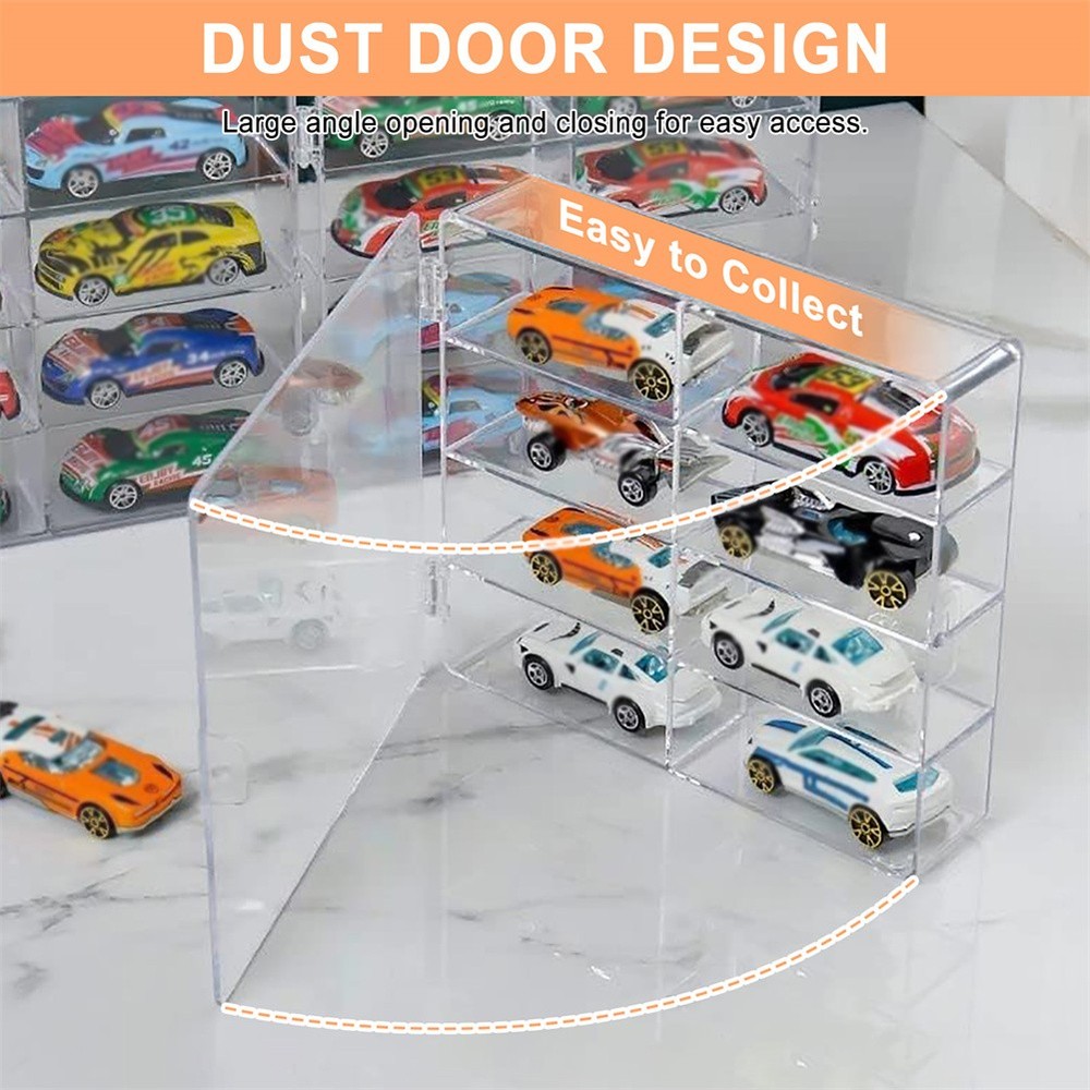 Car Display Case For 1/64 H-W Storage 8 Cars With Locking Latch Stackable