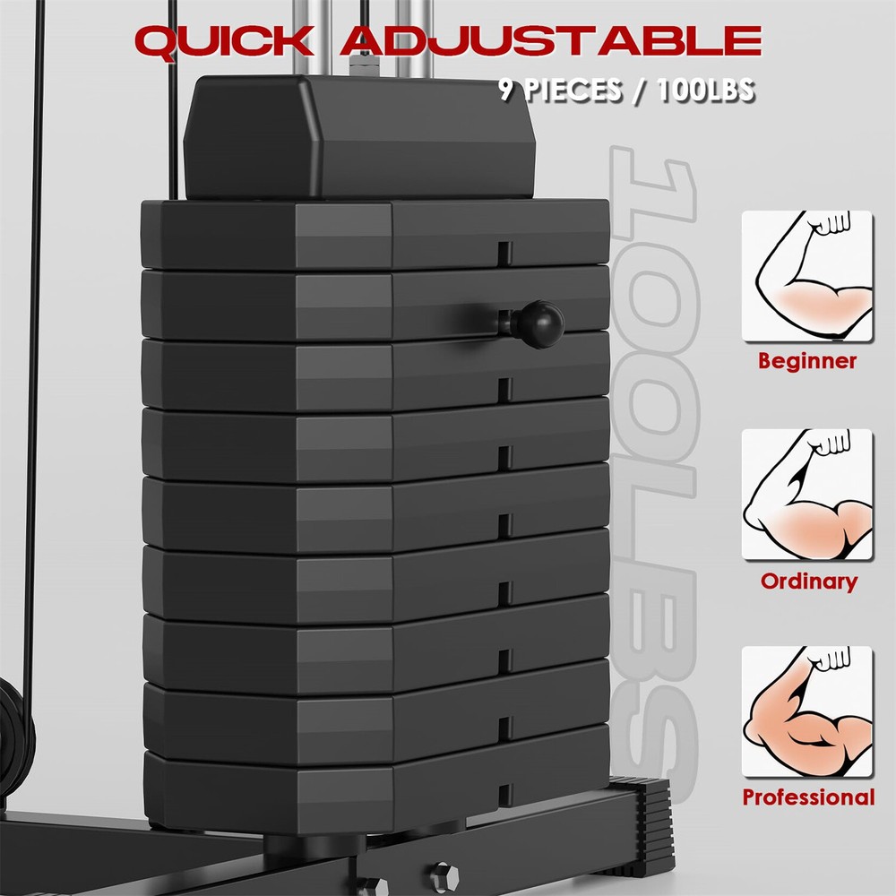 ✔️Home Gym Machine System with 100LBS Weight Stack Multifunctional Weight Machin