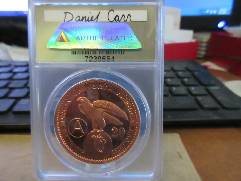 2009 20 Ameros Pattern "Pegasus" by Daniel Carr Copper Medal ANACS Proof MS 69
