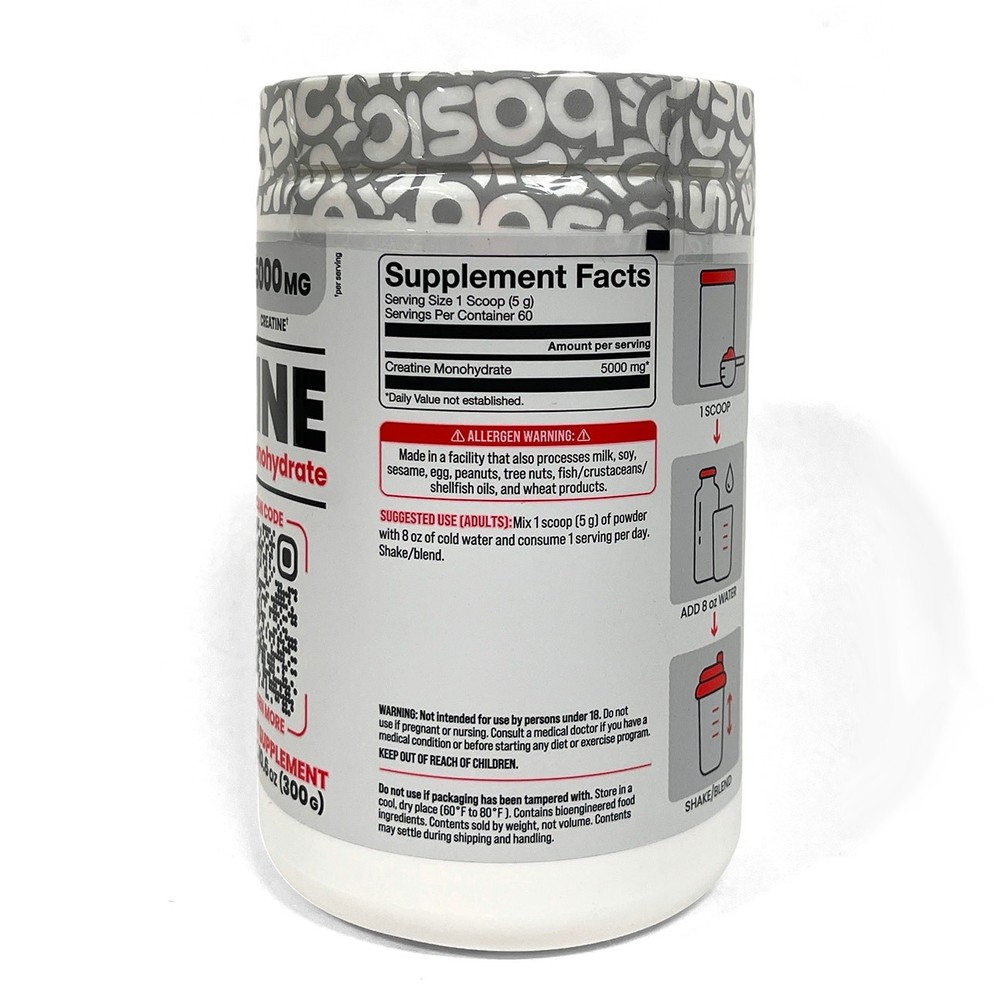 BASIC SUPPLEMENTS Micronized Creatine Monohydrate 5000mg 60 Serv Sealed Dec 2026