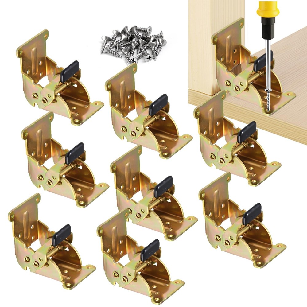 YDAJIURI Folding Brackets 8 Pack, Heavy-Duty -Locking Hinges with Screws, Fol...