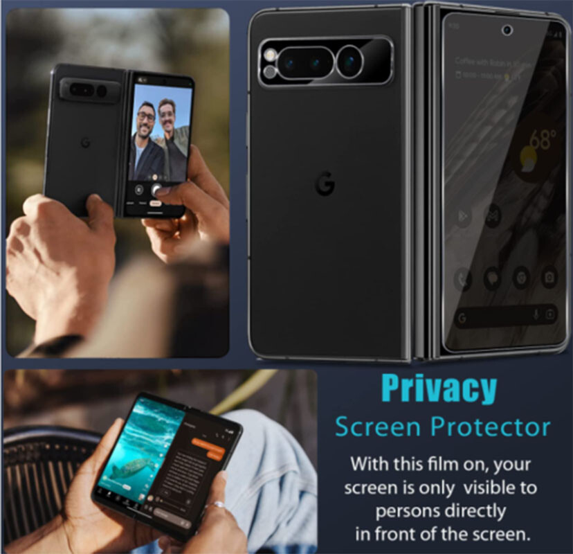 2X/4X Privacy Tempered Glass Front Screen Protector/Camera For Google Pixel Fold