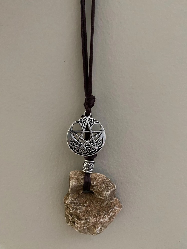 Hag Stone Pentacle Wall Hanging, Protection Amulet