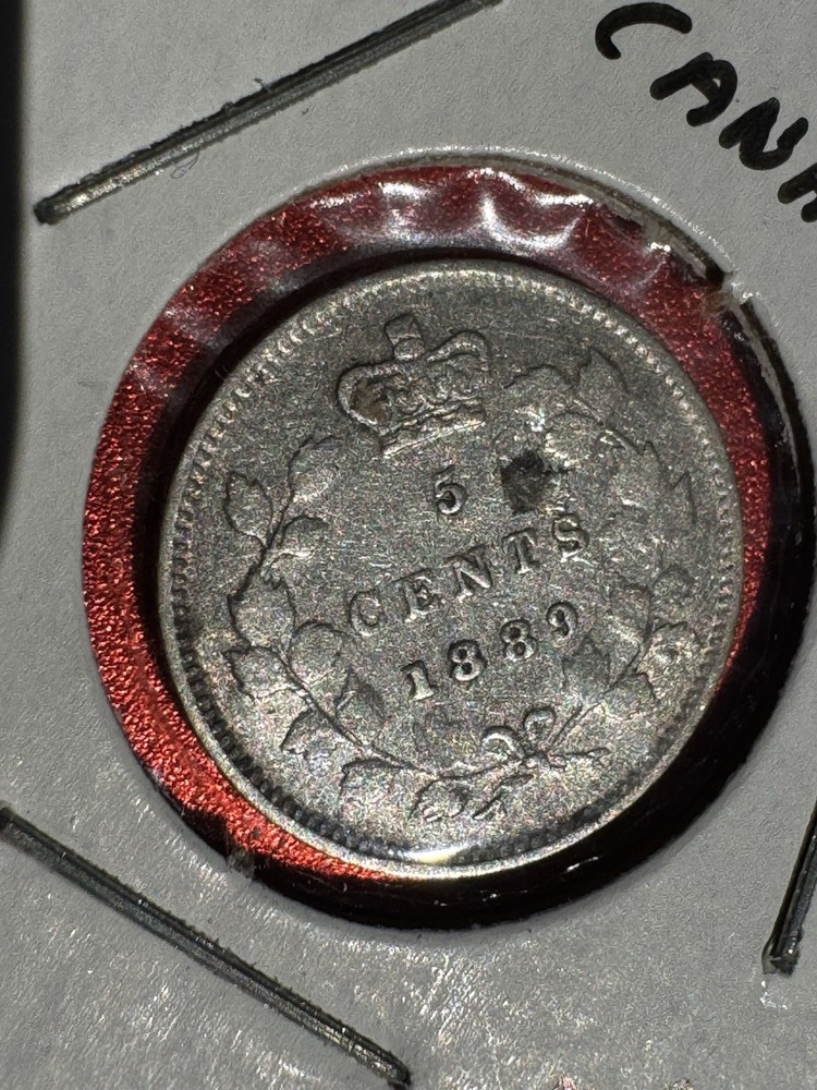 1889 Canada 5 Cents Silver Coin