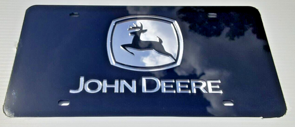 John Deere black and mirror Acrylic License Plate Auto Tag nice