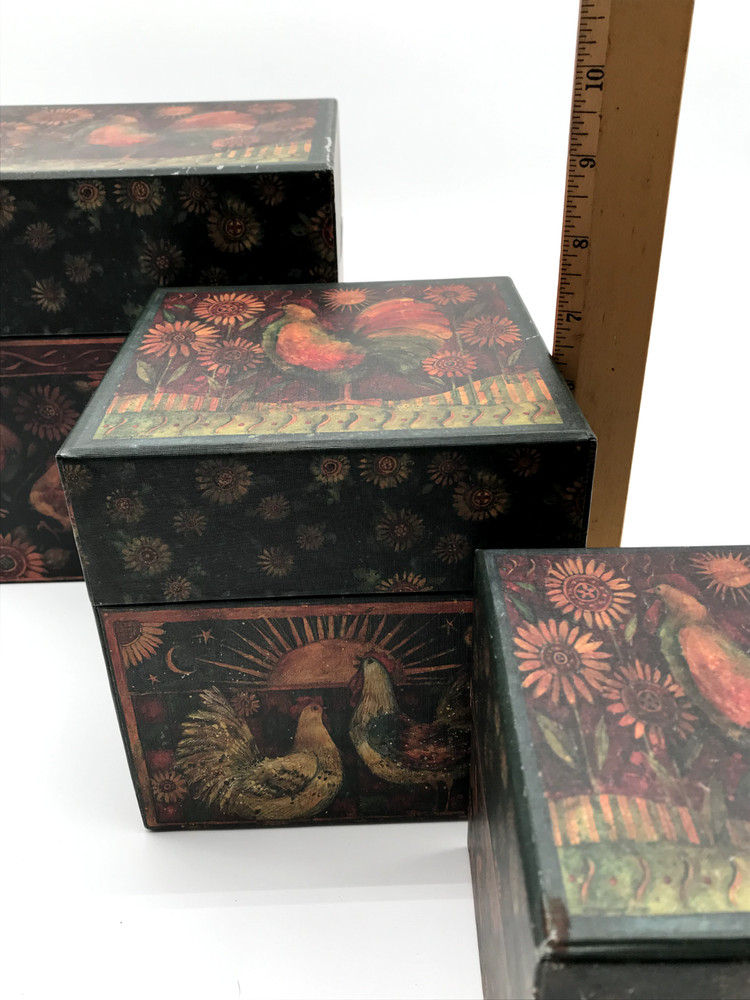Bob’s Boxes Rise and Shine Rooster 3 Square Decorative Nesting Boxes
