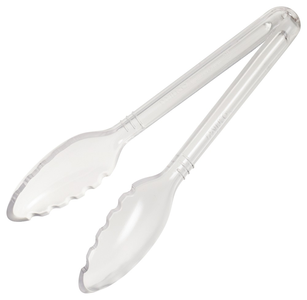 9" PC Serving Tong, Clear, Curve (12 Each)