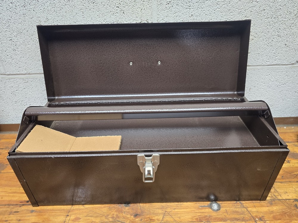 NEW Metal Brown Tool Box With Tray