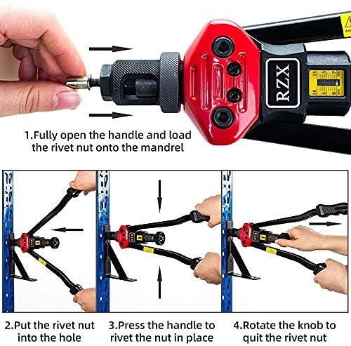 16" Rivet Nut Tool, Professional Rivet Nut Tool Setter Kit Including 12