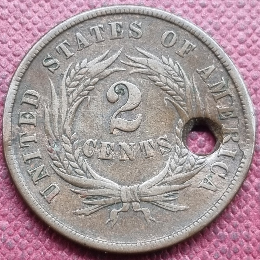 1864 Two Cent Piece 2c Better Grade VF Details #84385