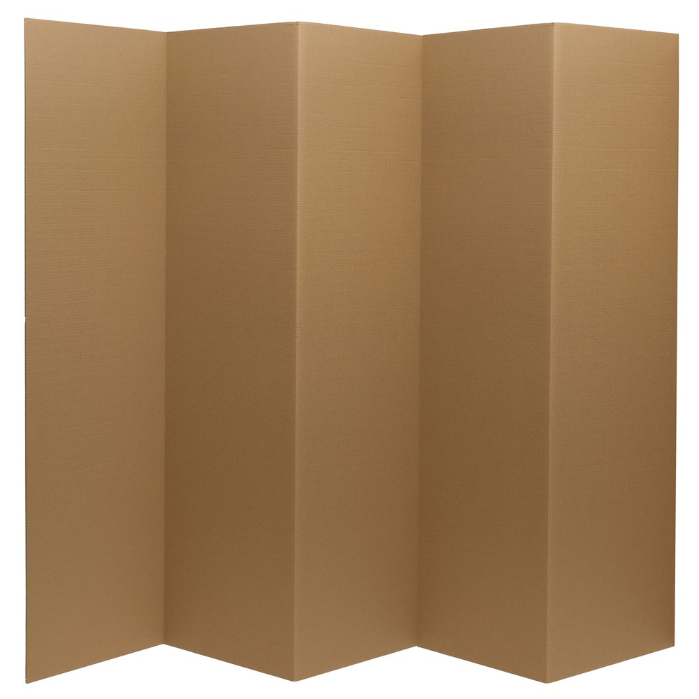 6 ft. Tall Brown Temporary Cardboard Folding Screen - 5 Panel