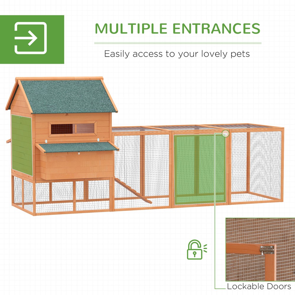 Solid Fir Wooden Backyard Chicken Coop Hen House with Attached Nesting Cube